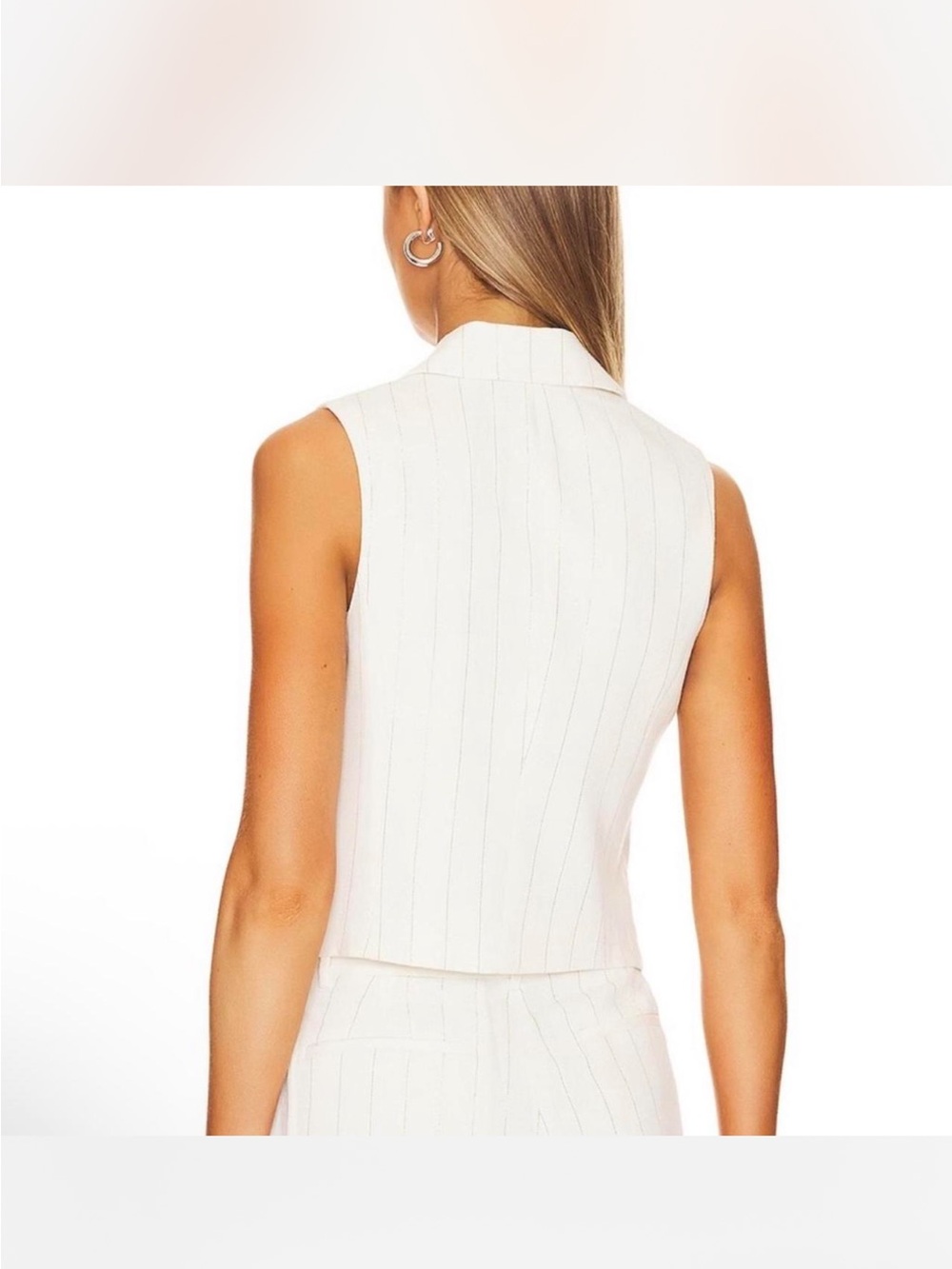 L'AGENCE White Pinstripe Double-Breasted Sleeveless Vest NWT Size 8 - Picture 6 of 7